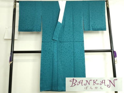 平和屋着物●上質な長襦袢　無双仕立て　BANKAN　わものや　花唐草地紋　納戸色地　たとう紙付き　逸品　未使用　DZAB5098kh6