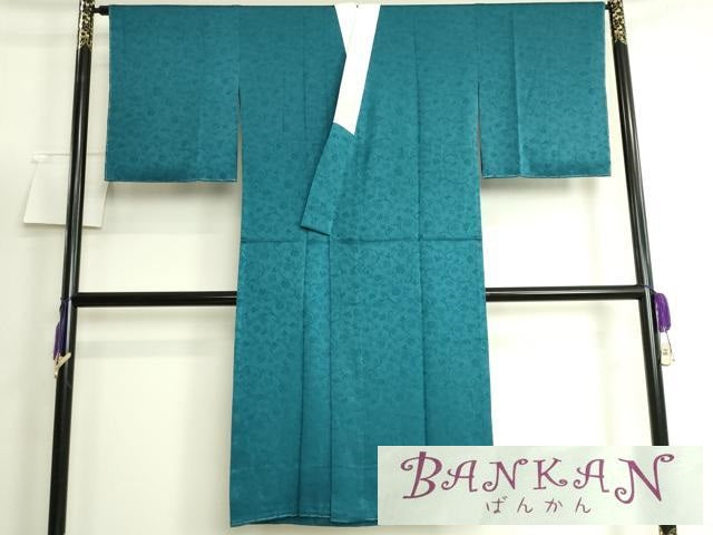 平和屋着物●上質な長襦袢　無双仕立て　BANKAN　わものや　花唐草地紋　納戸色地　たとう紙付き　逸品　未使用　DZAB5098kh6