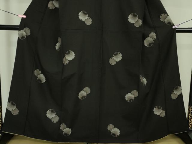 平和屋着物●極上　本場大島紬　9マルキ　地空　雪輪重ね　黒地　逸品　DZAB5102kh6