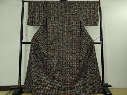 平和屋着物●希少　本場大島紬　龍郷絣　秋名バラ　アンサンブル　長羽織セット　逸品　DZAB5104kh6
