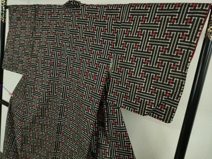 平和屋着物●希少　本場大島紬　龍郷絣　秋名バラ　アンサンブル　長羽織セット　逸品　DZAB5104kh6