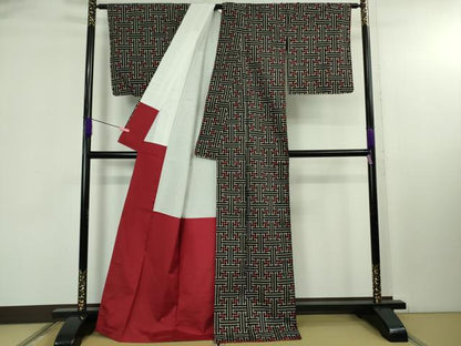 平和屋着物●希少　本場大島紬　龍郷絣　秋名バラ　アンサンブル　長羽織セット　逸品　DZAB5104kh6