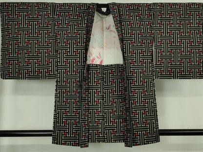 平和屋着物●希少　本場大島紬　龍郷絣　秋名バラ　アンサンブル　長羽織セット　逸品　DZAB5104kh6