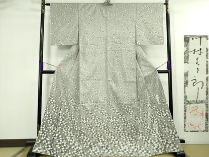 平和屋着物●極上　二代目 川村久太郎　訪問着　白山紬　霞文　逸品　未使用　DZAB5105kh6