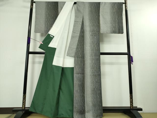 平和屋着物●極上　伝統工芸士　七代目　吉澤与市　赤城紬　杢目絞り　間道　証紙付き　逸品　DZAB5106kh6