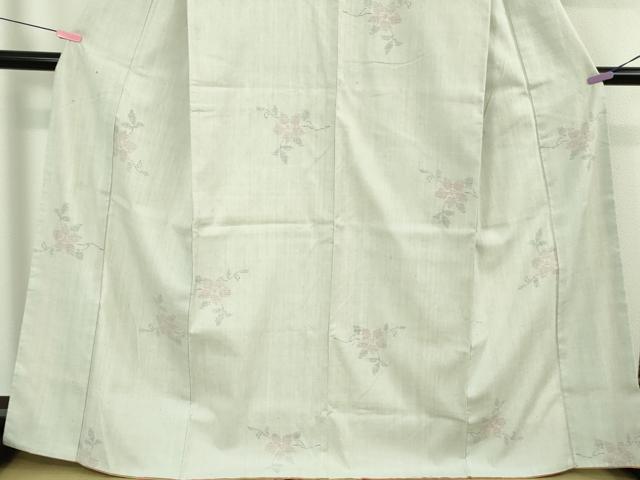 平和屋本店●極上　本場結城紬　重要無形文化財　奥順謹製　80亀甲　飛び亀甲柄　草花文　灰黄緑色地　証紙付き　逸品　DZAB5108kh6