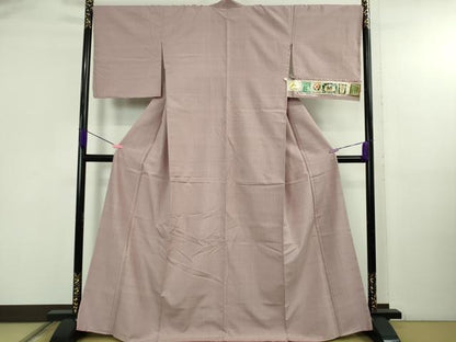 平和屋着物●極上　結城紬　奥順謹製　はたおり娘　手緒里　色無地　薄柿色　やまと誂製　証紙付き　逸品　未使用　DZAB5109kh6
