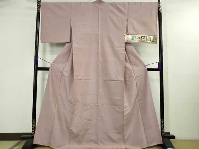 平和屋着物●極上　結城紬　奥順謹製　はたおり娘　手緒里　色無地　薄柿色　やまと誂製　証紙付き　逸品　未使用　DZAB5109kh6