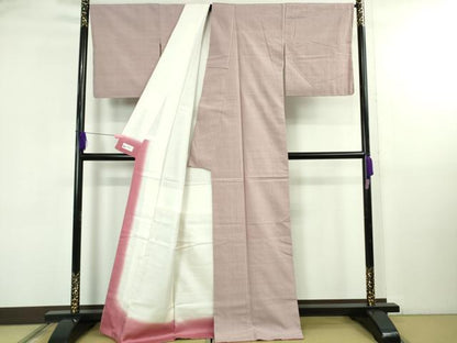 平和屋着物●極上　結城紬　奥順謹製　はたおり娘　手緒里　色無地　薄柿色　やまと誂製　証紙付き　逸品　未使用　DZAB5109kh6
