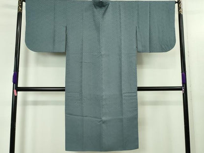 平和屋着物∞極上　道中着　ロング丈　花菱地紋　錆御納戸色地　逸品　DZAB5115kh6