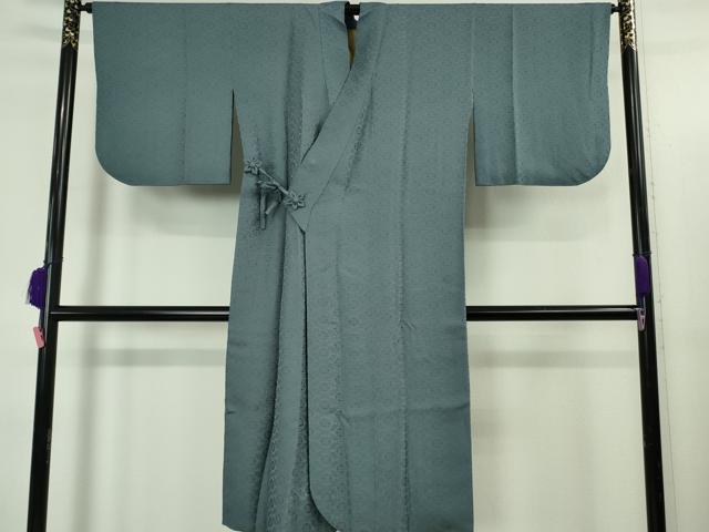 平和屋着物∞極上　道中着　ロング丈　花菱地紋　錆御納戸色地　逸品　DZAB5115kh6