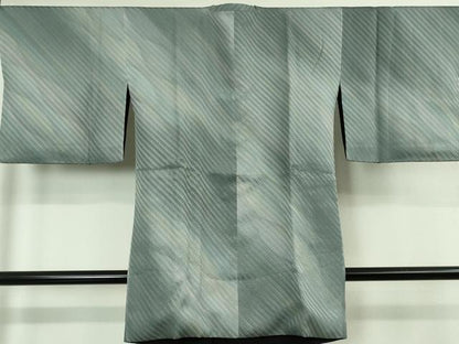 平和屋着物∞極上　道行コート　ロング丈　リバーシブル　お召地　斜線文・暈し染め×黒地　やまと誂製　逸品　DZAB5116kh6