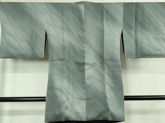 平和屋着物∞極上　道行コート　ロング丈　リバーシブル　お召地　斜線文・暈し染め×黒地　やまと誂製　逸品　DZAB5116kh6