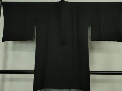 平和屋着物∞極上　道行コート　ロング丈　リバーシブル　お召地　斜線文・暈し染め×黒地　やまと誂製　逸品　DZAB5116kh6