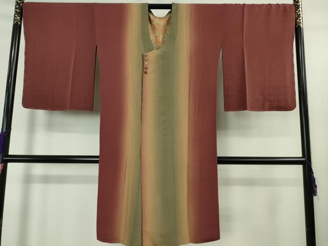 平和屋着物∞極上　道行コート　ロング丈　暈し染め　鬼しぼ縮緬　逸品　DZAB5119kh6