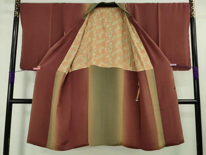 平和屋着物∞極上　道行コート　ロング丈　暈し染め　鬼しぼ縮緬　逸品　DZAB5119kh6