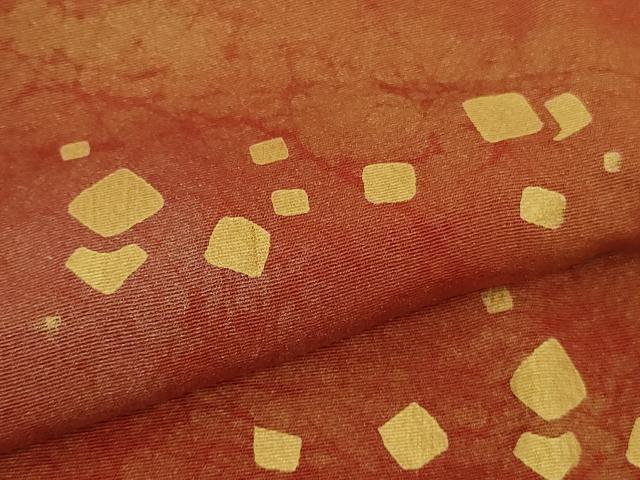 平和屋着物∞極上　道行コート　ロング丈　箔散らし　暈し染め　金彩　紅海老茶色地　逸品　DZAB5120kh6
