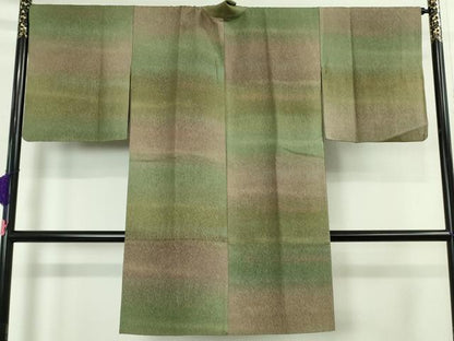平和屋着物∞極上　道中着　ロング丈　お召地　よろけ縞地紋　暈し染め　逸品　DZAB5123kh6