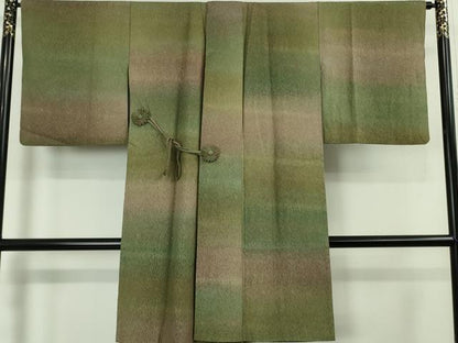 平和屋着物∞極上　道中着　ロング丈　お召地　よろけ縞地紋　暈し染め　逸品　DZAB5123kh6