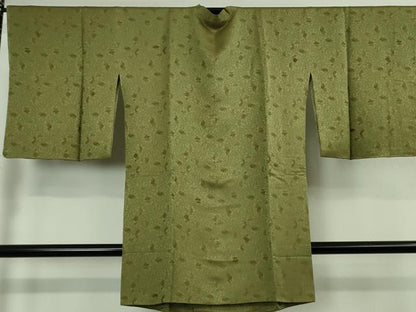 平和屋着物∞極上　道行コート　ロング丈　お召地　松竹梅地紋　羽裏・鳥獣戯画　逸品　未使用　DZAB5125kh6