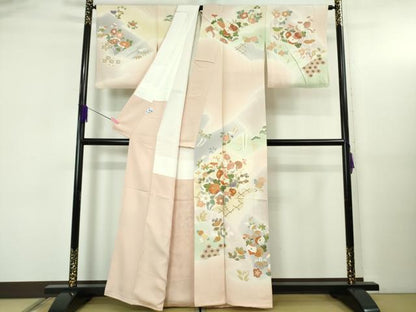 平和屋本店●極上　創業460年・千總　訪問着　駒刺繍　吉祥花文　暈し染め　薄い虹色地　金彩　逸品　DZAB5137kh6