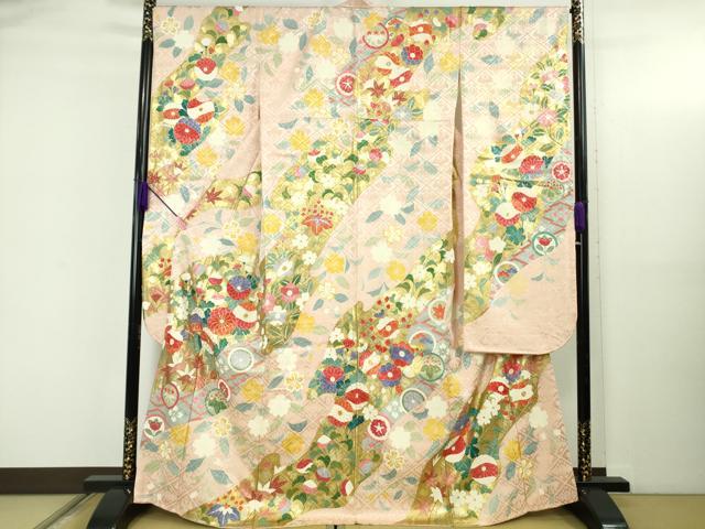 平和屋本店●極上　創業460年・千總　振袖　駒刺繍　吉祥花文　薄い虹色地　金彩　小田急百貨店扱い　逸品　DZAB5138kh6
