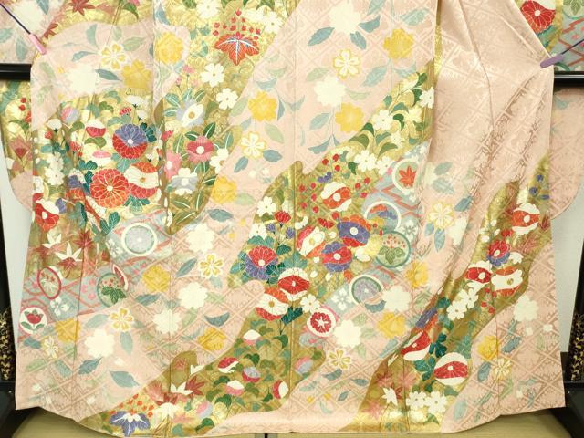 平和屋本店●極上　創業460年・千總　振袖　駒刺繍　吉祥花文　薄い虹色地　金彩　小田急百貨店扱い　逸品　DZAB5138kh6