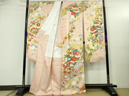 平和屋本店●極上　創業460年・千總　振袖　駒刺繍　吉祥花文　薄い虹色地　金彩　小田急百貨店扱い　逸品　DZAB5138kh6