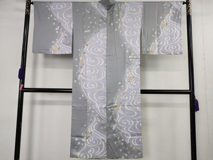 平和屋着物∞極上　道中着　ロング丈　流水舞花弁　暈し染め　金銀彩　鈴乃屋扱い　逸品　DZAB5140kh6