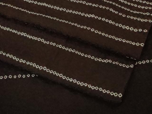平和屋着物∞極上　長羽織　絞り　横縞　黒紅色地　逸品　DZAB5143kh6