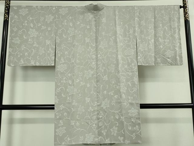 平和屋着物∞極上　道中着　ロング丈　お召地　更紗花唐草文　暁鼠色地　逸品　未使用　DZAB5145kh6