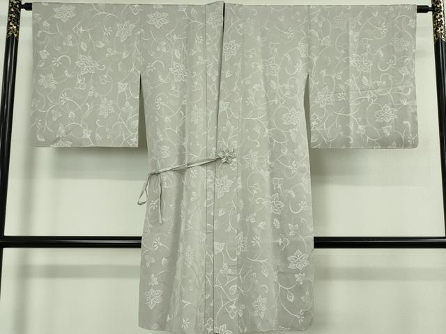 平和屋着物∞極上　道中着　ロング丈　お召地　更紗花唐草文　暁鼠色地　逸品　未使用　DZAB5145kh6