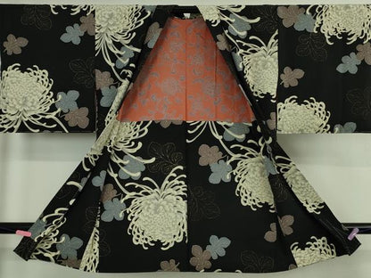 平和屋着物∞極上　長羽織　乱菊　黒地　逸品　未使用　DZAB5149kh6
