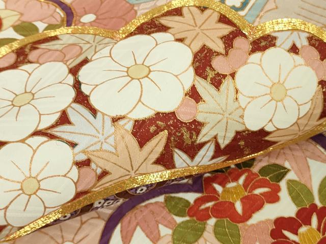 平和屋本店●極上　振袖・長襦袢(無双仕立て)セット　駒刺繍　雲取り松花文　金彩　逸品　DZAB5151kh6