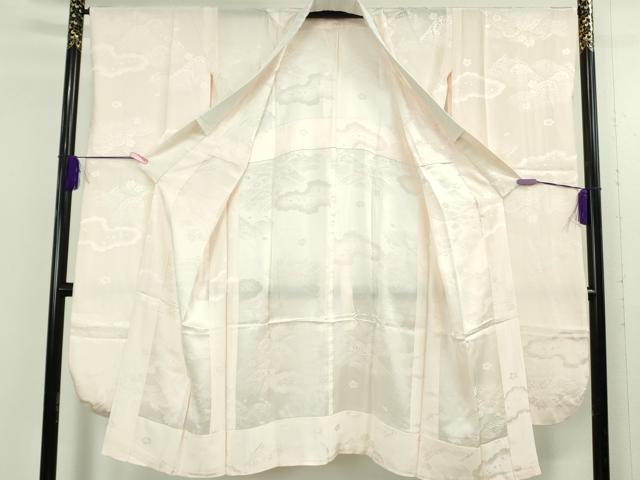 平和屋本店●極上　振袖・長襦袢(無双仕立て)セット　駒刺繍　雲取り松花文　金彩　逸品　DZAB5151kh6