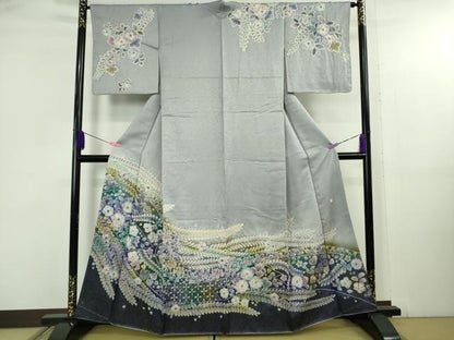 平和屋着物●極上　伯河貞雄　訪問着　辻が花　絞り　暈し染め　淡藤色地　金通し地　鈴乃屋扱い　逸品　未使用　DZAB5154kh6