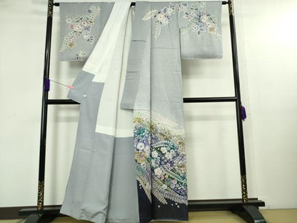 平和屋着物●極上　伯河貞雄　訪問着　辻が花　絞り　暈し染め　淡藤色地　金通し地　鈴乃屋扱い　逸品　未使用　DZAB5154kh6