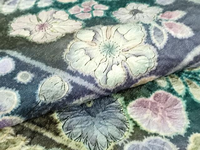 平和屋着物●極上　伯河貞雄　訪問着　辻が花　絞り　暈し染め　淡藤色地　金通し地　鈴乃屋扱い　逸品　未使用　DZAB5154kh6