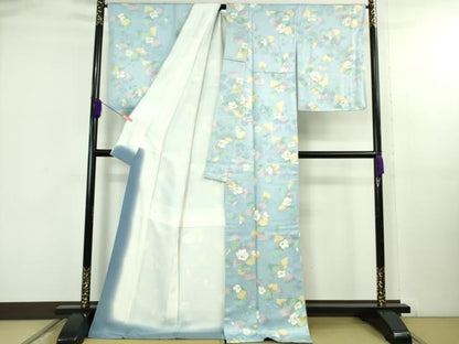 平和屋着物●極上　小紋　地紋起こし　草花文　ロング丈　逸品　未使用　DZAB5155kh6