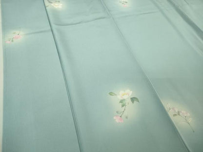 平和屋着物●極上　草木染作家　大場きみ　小紋　手描き　彩映　白藍色地　暈し染め　逸品　未使用　DZAB5157kh6