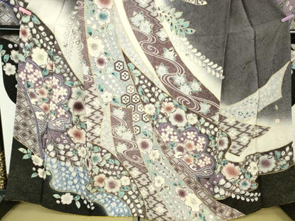 平和屋本店●極上　振袖　作家物　辻が花　束ね熨斗　暈し染め　金通し地　逸品　DZAB5160kh6