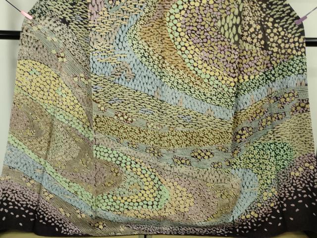平和屋本店●極上　中国三大刺繍　相良刺繍　訪問着　樹林花文　金糸　金通し地　逸品　DZAB5161kh6