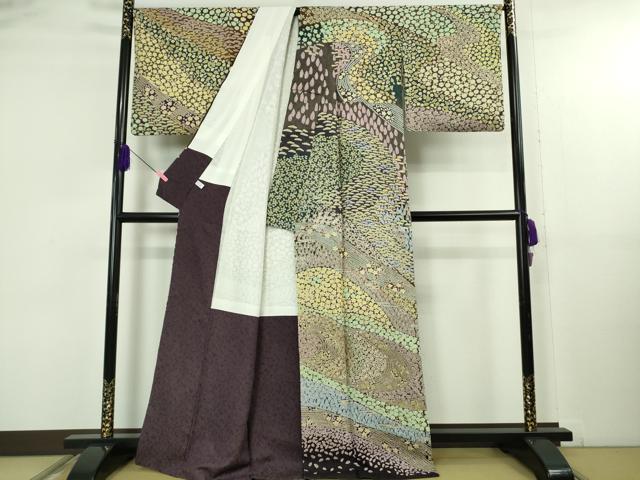 平和屋本店●極上　中国三大刺繍　相良刺繍　訪問着　樹林花文　金糸　金通し地　逸品　DZAB5161kh6
