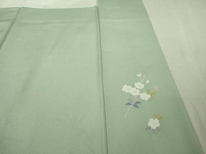 平和屋着物●極上　訪問着　友禅　草花文　柳鼠色地　暈し染め　逸品　DZAB5165kh6
