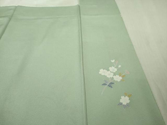 平和屋着物●極上　訪問着　友禅　草花文　柳鼠色地　暈し染め　逸品　DZAB5165kh6