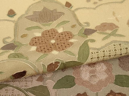 平和屋本店●極上　中国三大刺繍　スワトウ刺繍　汕頭刺繍　相良刺繍　訪問着　花唐草文　暈し染め　逸品　未使用　DZAB5166kh6