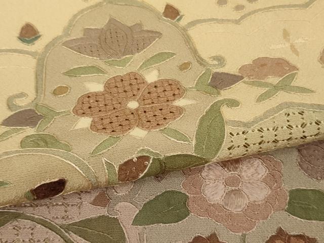 平和屋本店●極上　中国三大刺繍　スワトウ刺繍　汕頭刺繍　相良刺繍　訪問着　花唐草文　暈し染め　逸品　未使用　DZAB5166kh6