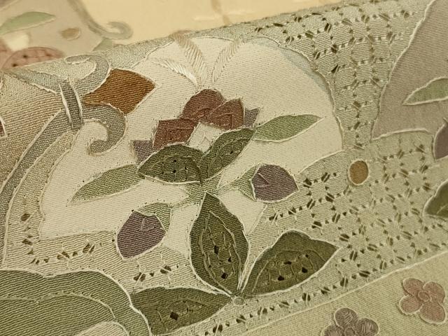 平和屋本店●極上　中国三大刺繍　スワトウ刺繍　汕頭刺繍　相良刺繍　訪問着　花唐草文　暈し染め　逸品　未使用　DZAB5166kh6