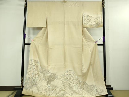 平和屋本店●極上　中国三大刺繍　スワトウ刺繍　汕頭刺繍　総刺繍　訪問着　切嵌花鳥文　蒸栗色地　暈し染め　金糸　逸品　DZAB5167kh6