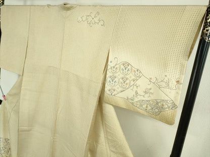 平和屋本店●極上　中国三大刺繍　スワトウ刺繍　汕頭刺繍　総刺繍　訪問着　切嵌花鳥文　蒸栗色地　暈し染め　金糸　逸品　DZAB5167kh6
